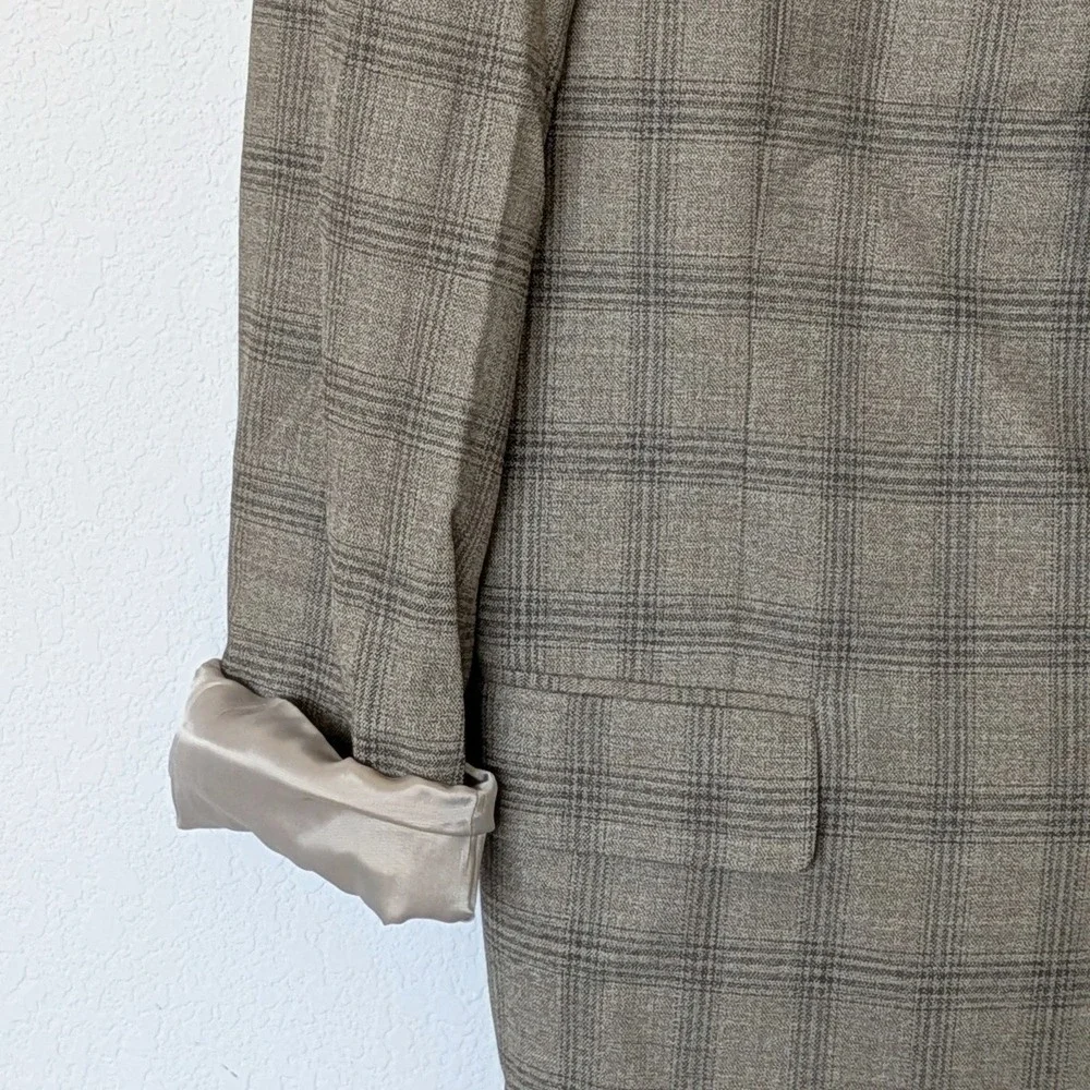 Hart Schaffner Marx Plaid Blazer Mens 42S Tan Glen Check Sport Coat USA Made
